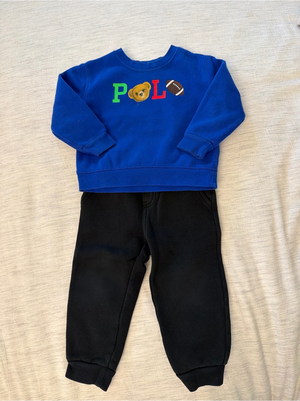 Ralph Lauren Blue Sweatshirt and Black Jogger Set
